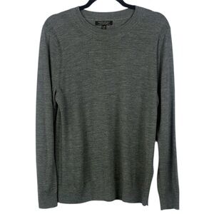 Banana Republic Men Gray Extra Fine Merino Wool Knit Long Sleeve Large Sweater